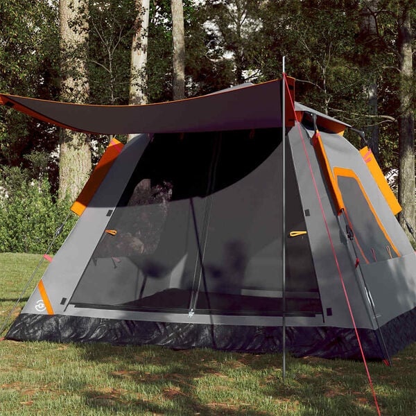Vidaxl 5-Personen-Kuppelzelt mit Schnellaufbausystem - Grau/Orange - 35% Rabatt