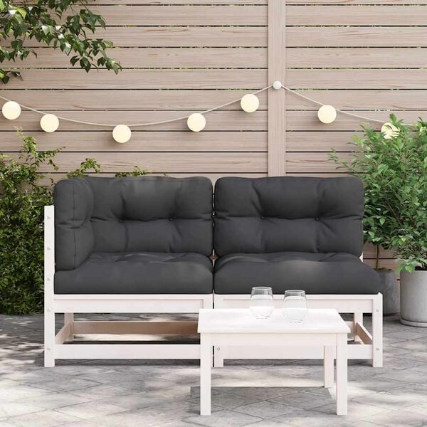 Vidaxl 2-Sitzer Gartenbank Kiefer massiv Weiß 140cm inkl. Kissen - 35% Rabatt