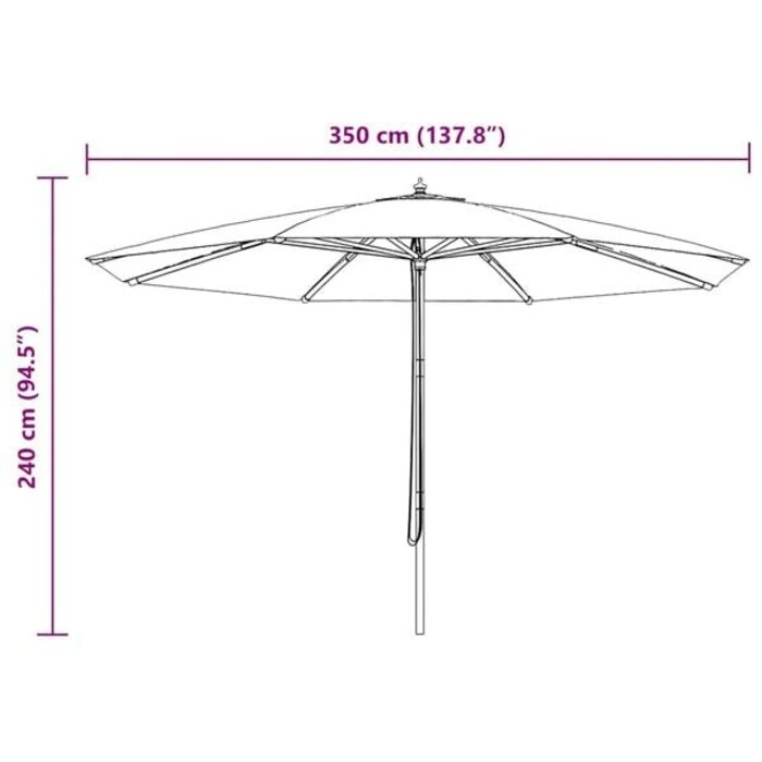 Vidaxl Sonnenschirm mit Holzstock 350 cm Anthrazit - 34% Rabatt