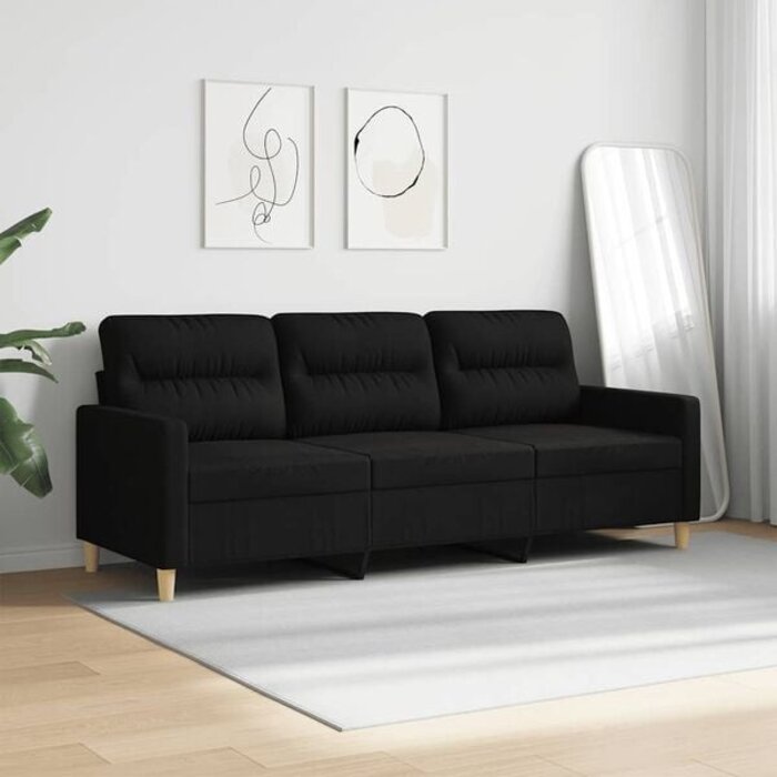 Vidaxl 3-Sitzer Sofa 180 cm Stoff Schwarz - 35% Rabatt