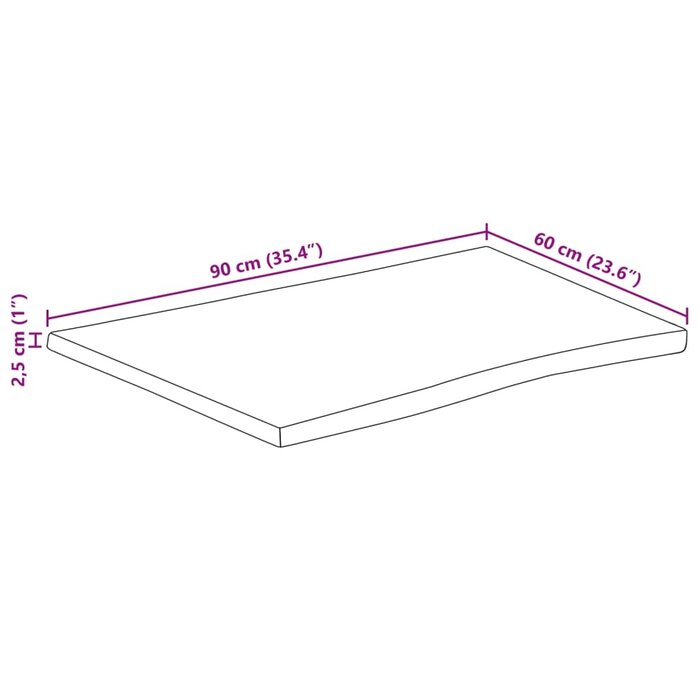 Vidaxl Massive Akazien-Tischplatte mit Baumkante 90x60cm - 33% Rabatt