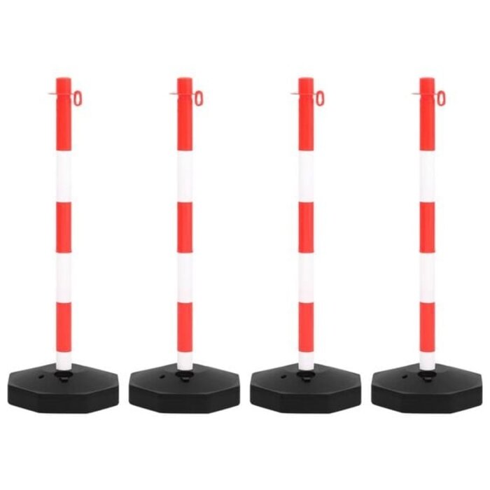Vidaxl Absperrpfosten-Set 10m Kette 34% Rabatt - 4 Pfosten rot-weiß-schwarz