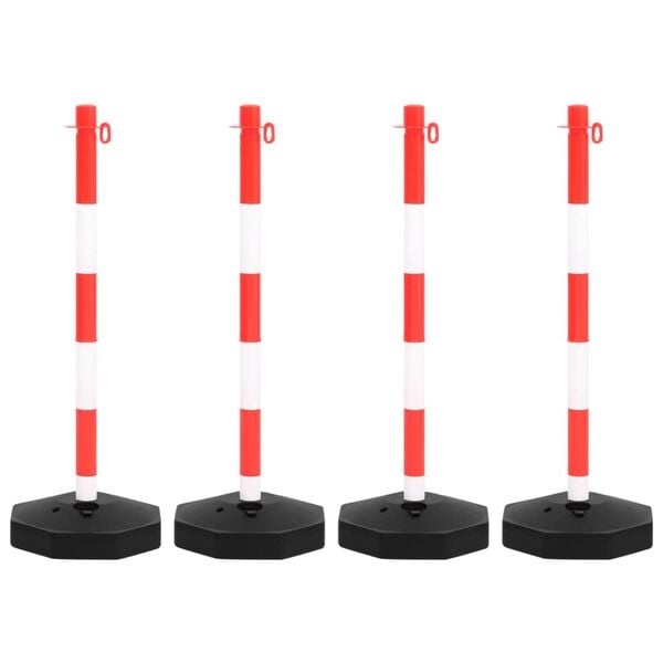 Vidaxl Absperrpfosten-Set 10m Kette 34% Rabatt - 4 Pfosten rot-weiß-schwarz