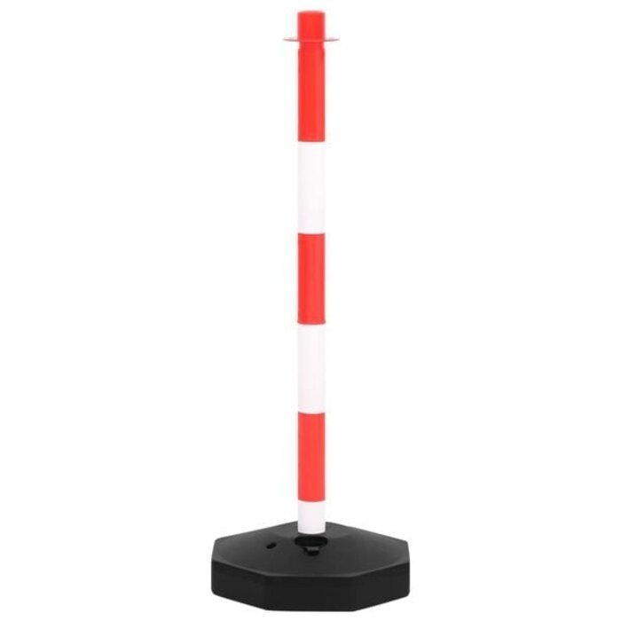 Vidaxl Absperrpfosten-Set 10m Kette 34% Rabatt - 4 Pfosten rot-weiß-schwarz
