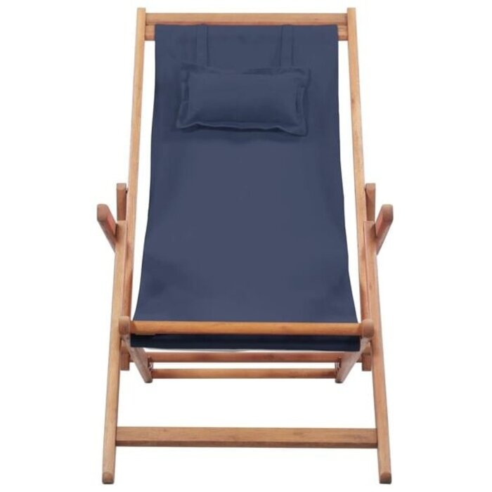 Vidaxl Klappbarer Strandstuhl, Eukalyptusholz, Blau, 3-fach verstellbar - 46% Rabatt