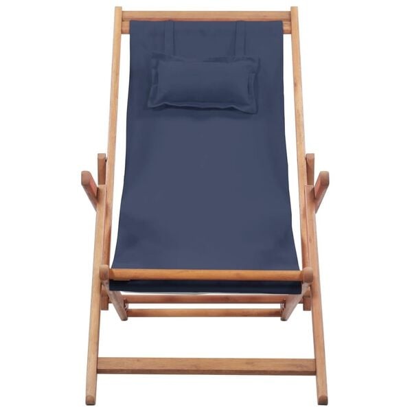 Vidaxl Klappbarer Strandstuhl, Eukalyptusholz, Blau, 3-fach verstellbar - 46% Rabatt
