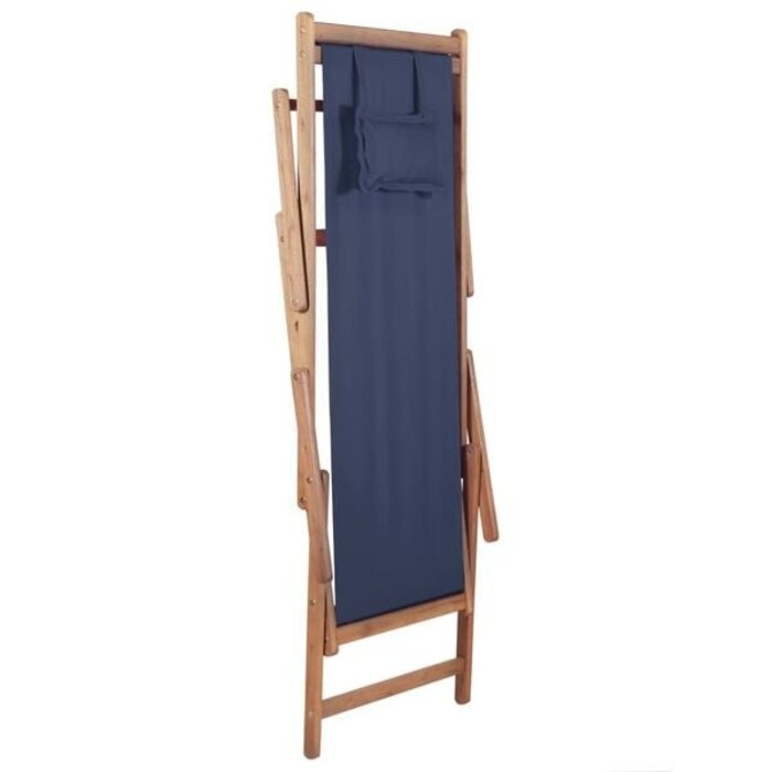 Vidaxl Klappbarer Strandstuhl, Eukalyptusholz, Blau, 3-fach verstellbar - 46% Rabatt