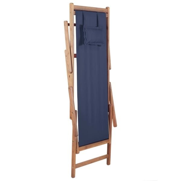 Vidaxl Klappbarer Strandstuhl, Eukalyptusholz, Blau, 3-fach verstellbar - 46% Rabatt