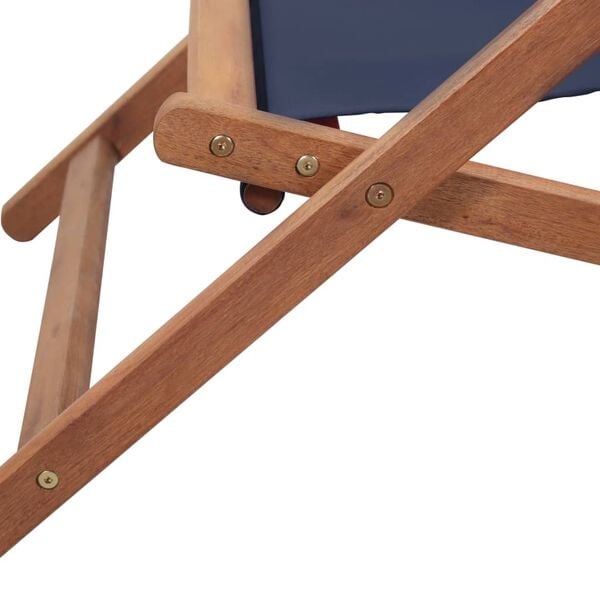Vidaxl Klappbarer Strandstuhl, Eukalyptusholz, Blau, 3-fach verstellbar - 46% Rabatt