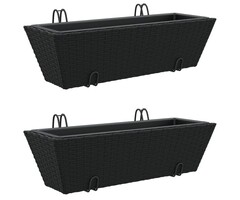 Vidaxl 2er Set Poly-Rattan Balkon-Pflanzkübel Schwarz - 42% Rabatt