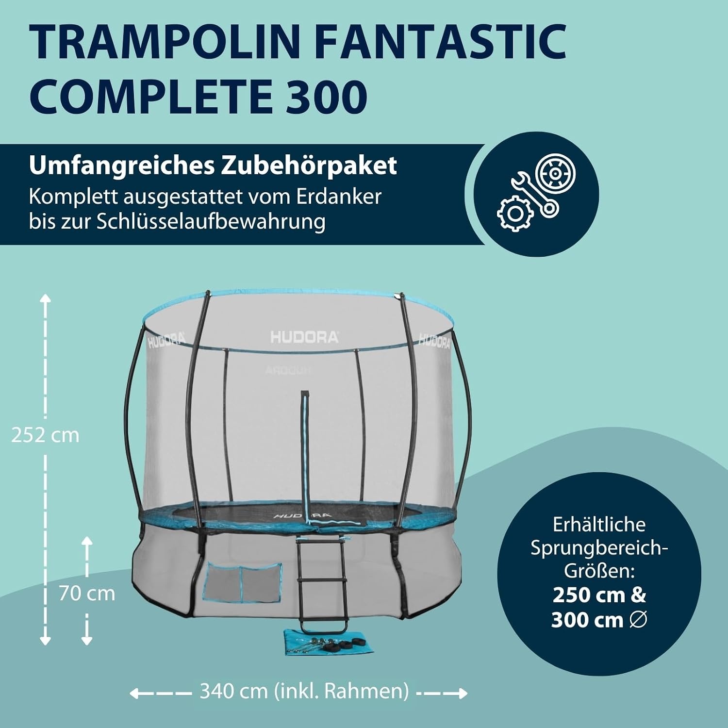 Gartentrampolin 300 cm mit Sicherheitsnetz - 30% Rabatt
