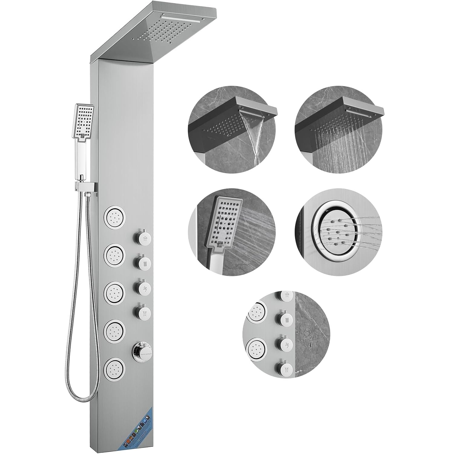 Vevor Luxus-Duschpaneel 6-in-1 LED-Display Edelstahl - 41% Rabatt