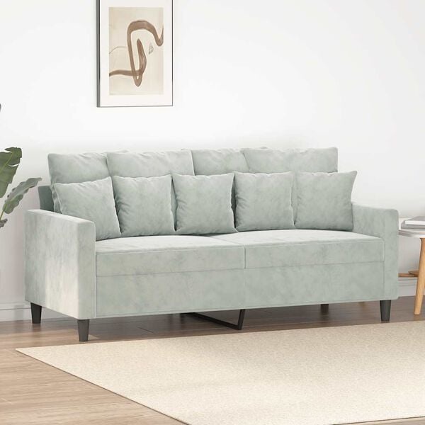 Vidaxl 2-Sitzer Sofa Samt Hellgrau 140 cm - 35% Rabatt