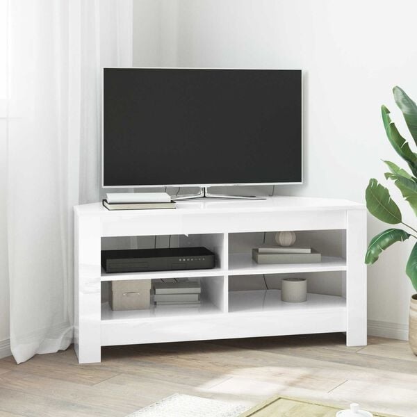 Vidaxl Moderner Eck-TV-Schrank in Hochglanz-Weiß - 34% Rabatt