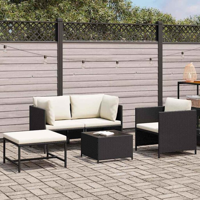 Vidaxl 4-teiliges Lounge-Set Poly-Rattan Schwarz - 35% Rabatt