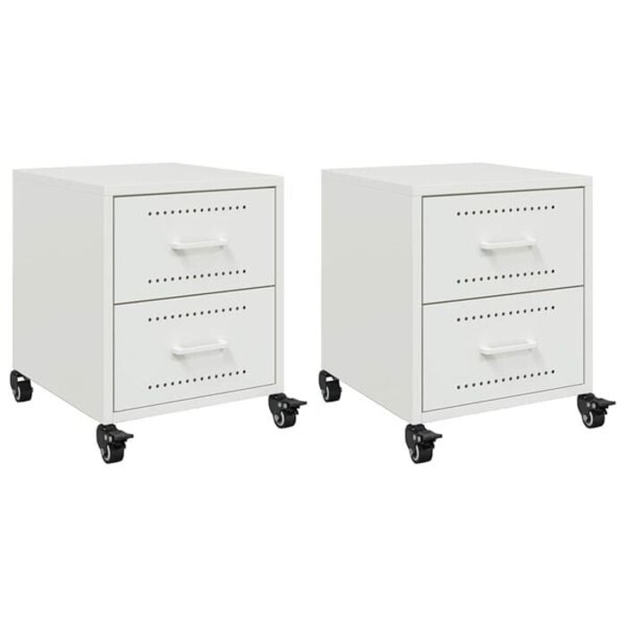 Vidaxl 2er Set Nachttische Stahl Weiß - 36x39x43,5 cm - 33% Rabatt