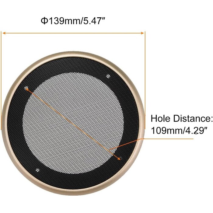 2x Subwoofer-Schutzgitter 10,2 cm, Schwarz/Gold - 27% Rabatt