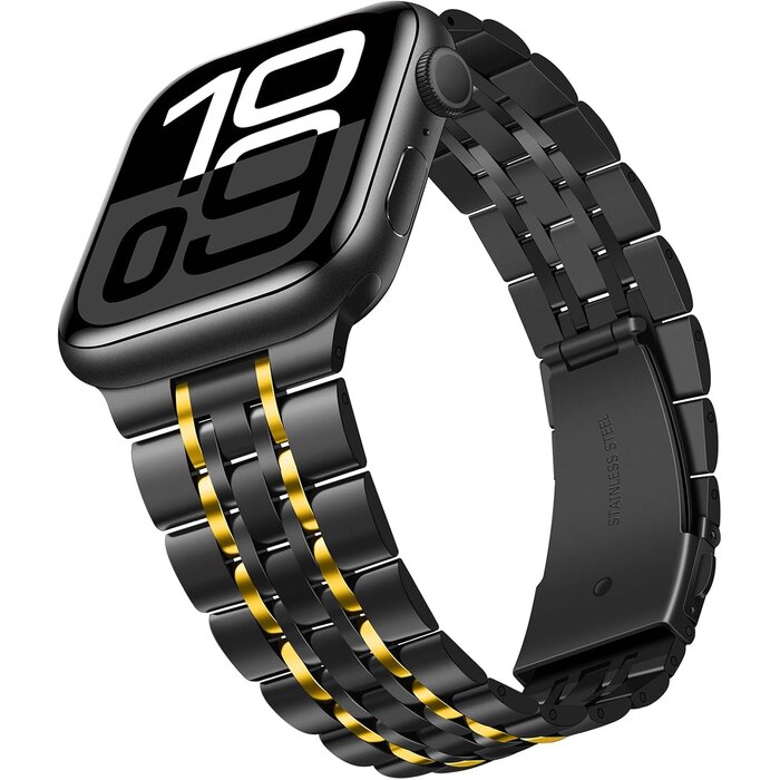 Edelstahl Uhrenarmband für Apple Watch - Schwarz-Gold - 30% Rabatt