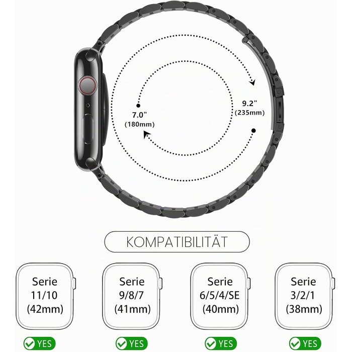 Edelstahl Uhrenarmband für Apple Watch - Schwarz-Gold - 30% Rabatt