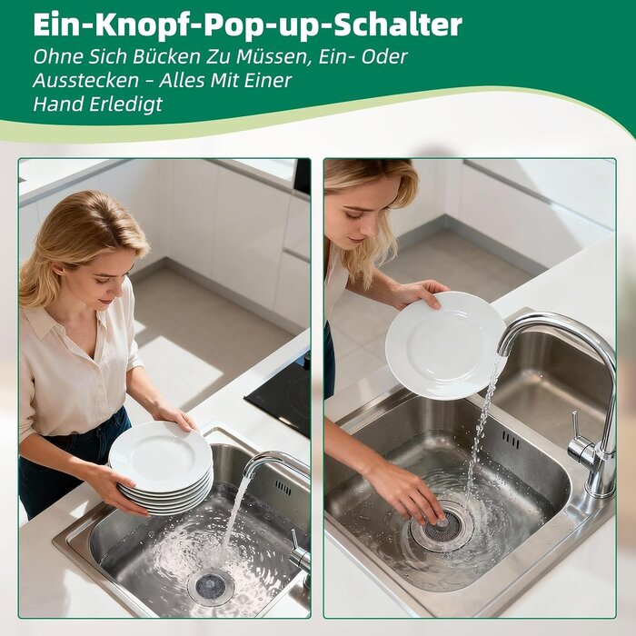 3-in-1 Spülbeckenstöpsel 75-82mm | Edelstahl | 25% Rabatt