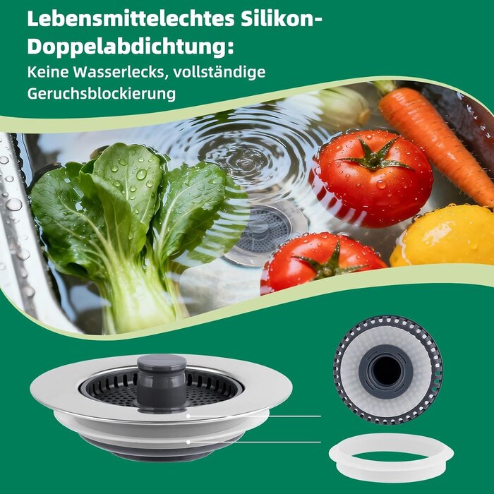 3-in-1 Spülbeckenstöpsel 75-82mm | Edelstahl | 25% Rabatt
