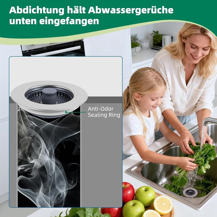 3-in-1 Spülbeckenstöpsel 75-82mm | Edelstahl | 25% Rabatt