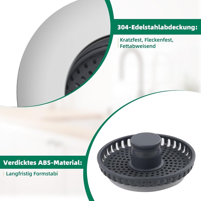 3-in-1 Spülbeckenstöpsel 75-82mm | Edelstahl | 25% Rabatt