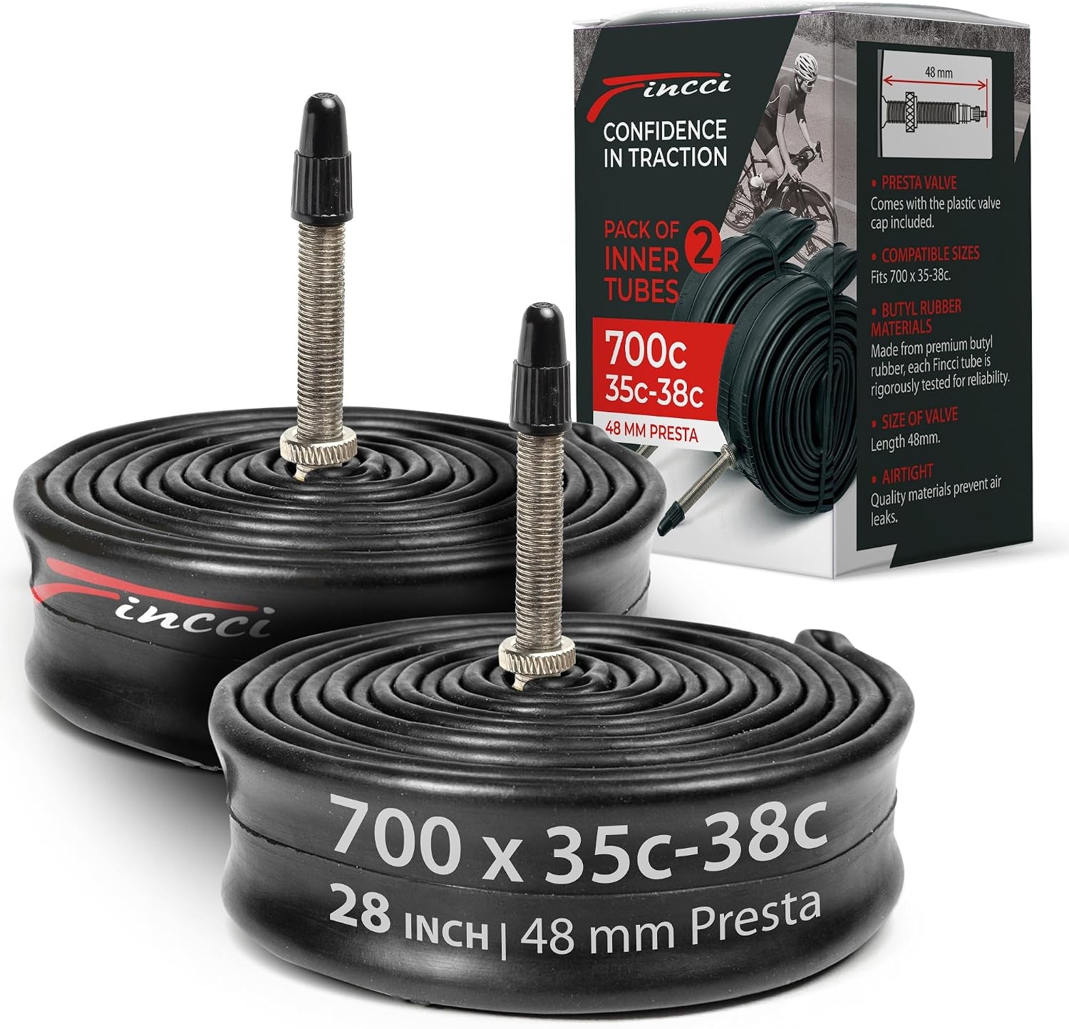 2er Set Fahrrad-Innenreifen 700x32-38c, 48mm Presta-Ventil - 31% Rabatt