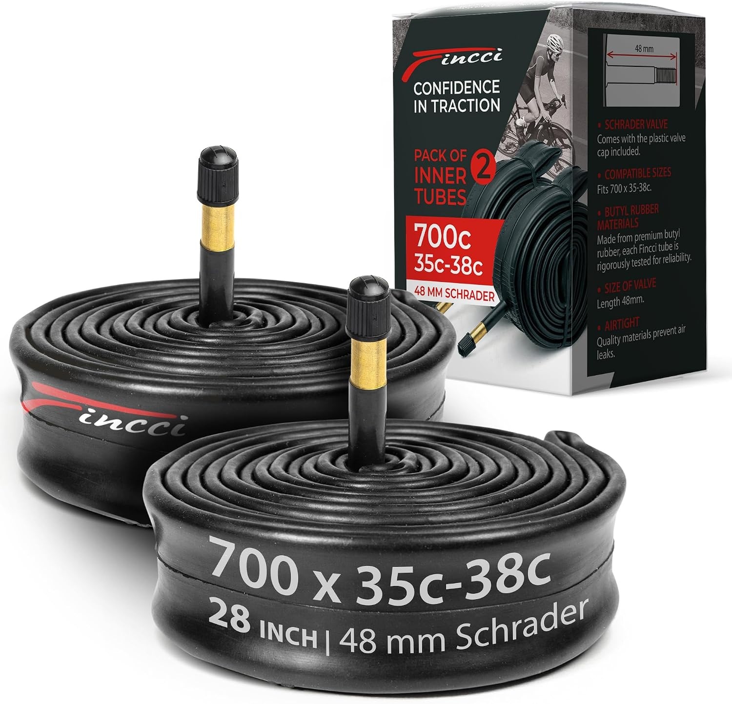 2er Set Fahrrad-Innenreifen 700x32-38c, 48mm Presta-Ventil - 31% Rabatt