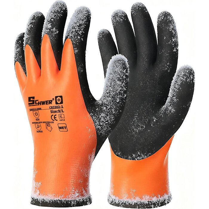 Wasserdichte Kälteschutzhandschuhe Orange Gr. M 2 Paar - 29% Rabatt