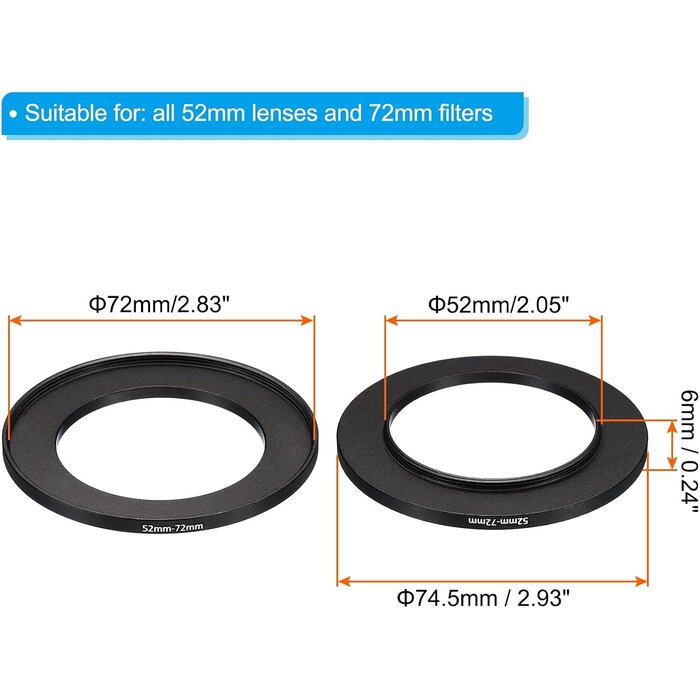 Kamera Filter-Adapterring 52mm auf 72mm - Aluminium - 26% Rabatt