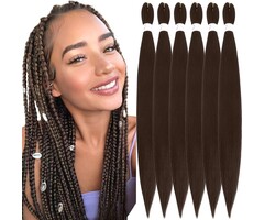 Vorgeflochtene Kanekalon Extensions 76 cm Schokobraun 6er-Pack - 40% Rabatt