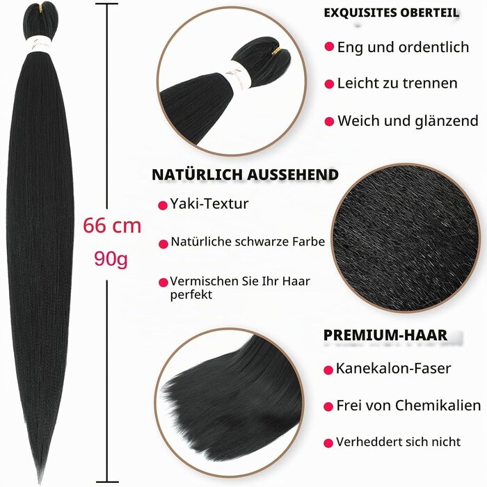 30% Rabatt: Vorgeflochtene Kanekalon Extensions, 76 cm, Schokobraun, 6er-Pack
