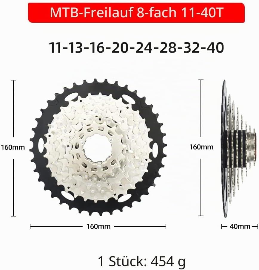 8-fach Fahrradkassette 11-40T für MTB & Rennrad - 27% Rabatt