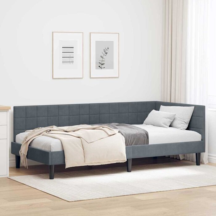 Vidaxl Eckbettrahmen Samt Dunkelgrau 90x200cm - 35% Rabatt