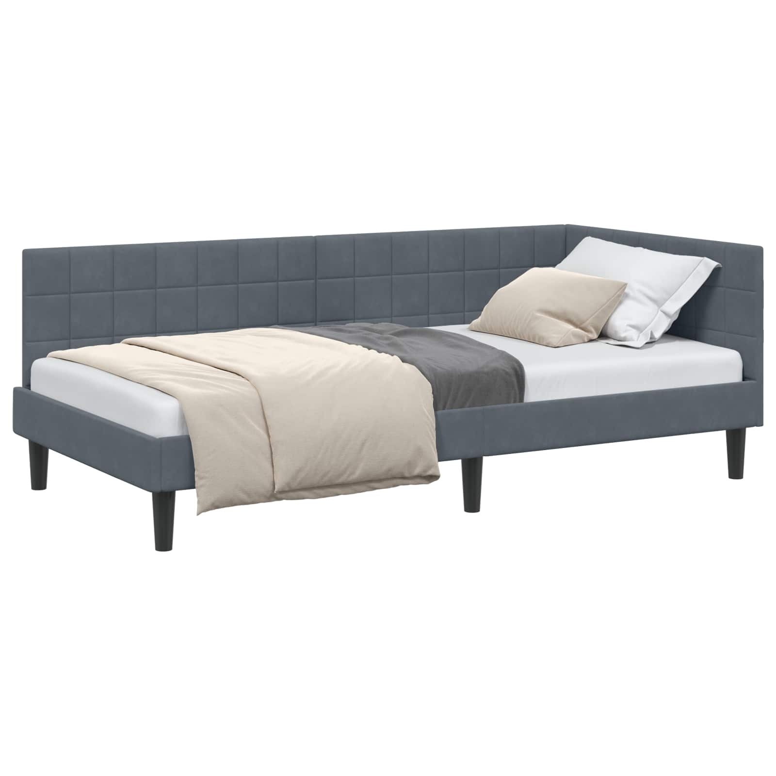 Vidaxl Eckbettrahmen Samt Dunkelgrau 90x200cm - 35% Rabatt