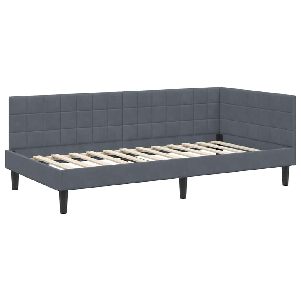 Vidaxl Eckbettrahmen Samt Dunkelgrau 90x200cm - 35% Rabatt
