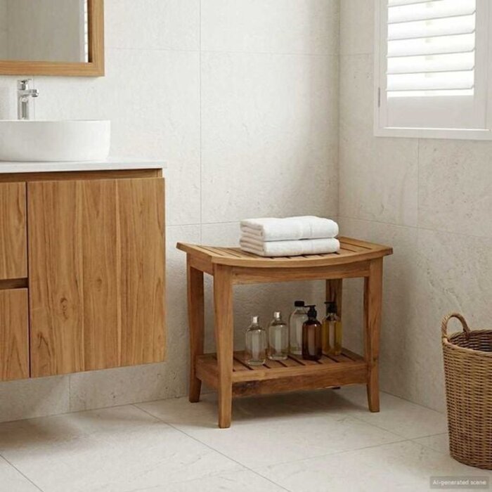 Vidaxl Badezimmer-Beistelltisch aus massivem Teakholz, 50x35x45 cm - 33% Rabatt