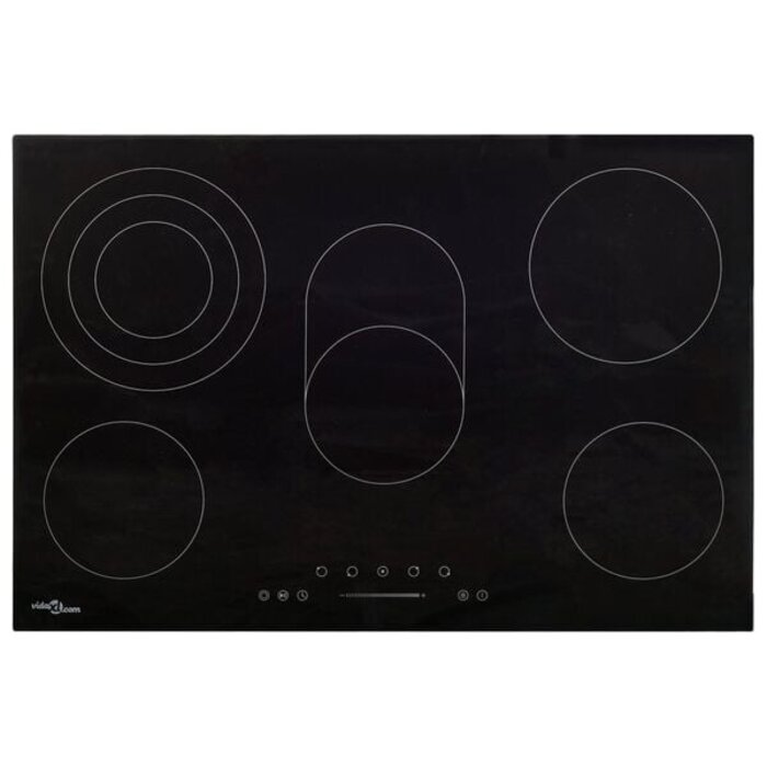 Vidaxl 90 cm Glaskeramik-Kochfeld, 5 Zonen, 8500 W, Schwarz - 35% Rabatt