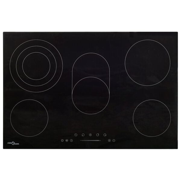Vidaxl 90 cm Glaskeramik-Kochfeld, 5 Zonen, 8500 W, Schwarz - 35% Rabatt
