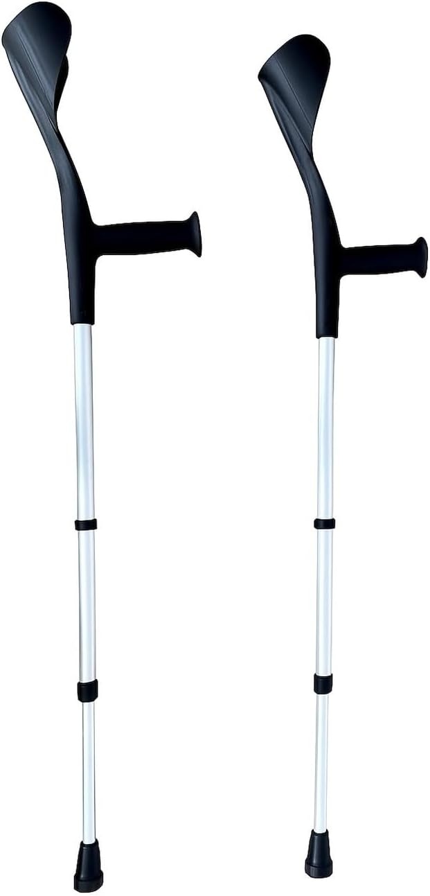 Ergonomische Unterarmgehstützen, Aluminium, Schwarz, 2er Set - 30% Rabatt