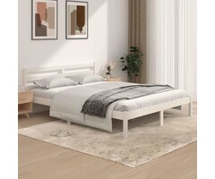 Vidaxl Massives Kiefernholz Bettgestell 150x200 cm Weiß - 46% Rabatt