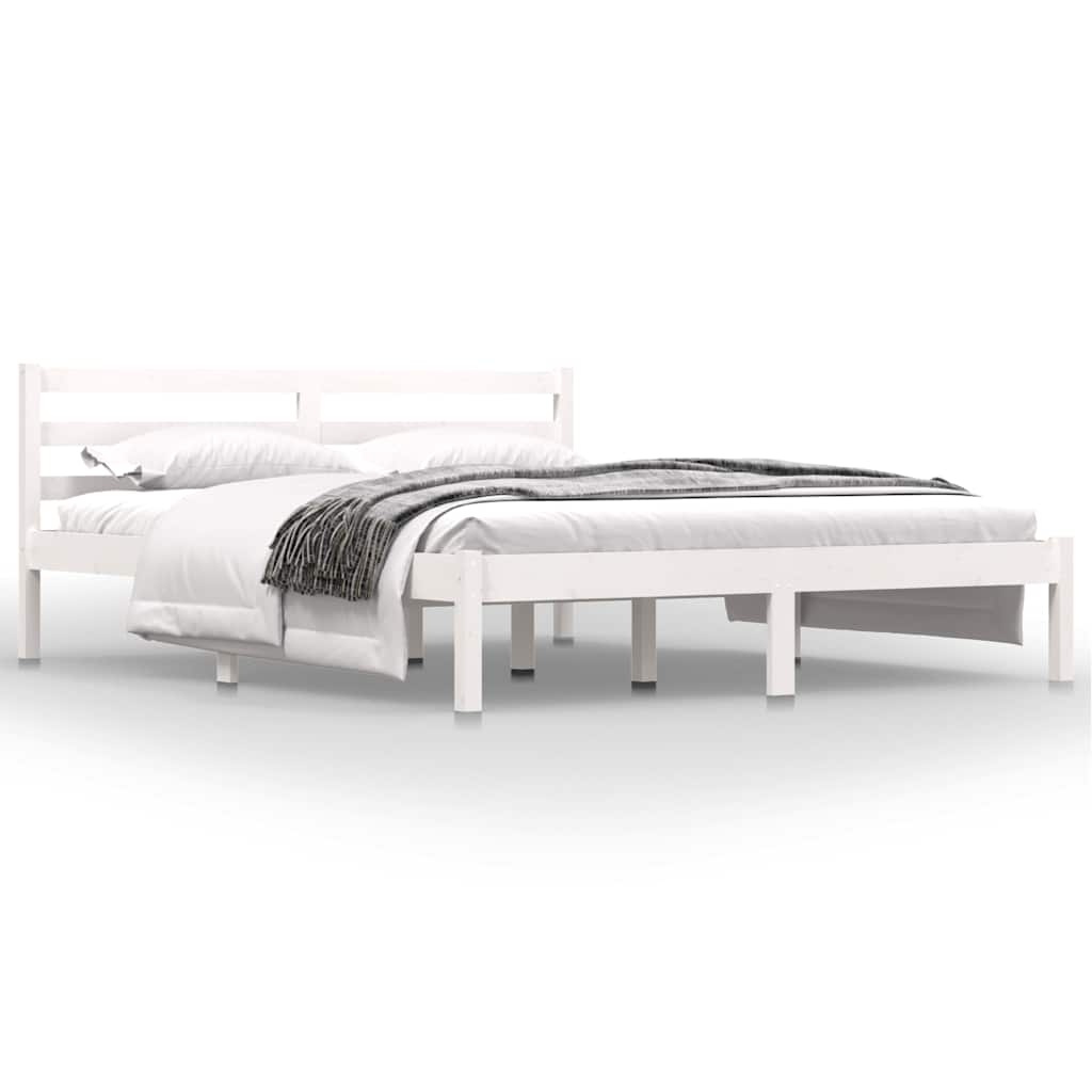Vidaxl Massivholz Bettgestell 150x200 cm Weiß - 34% Rabatt