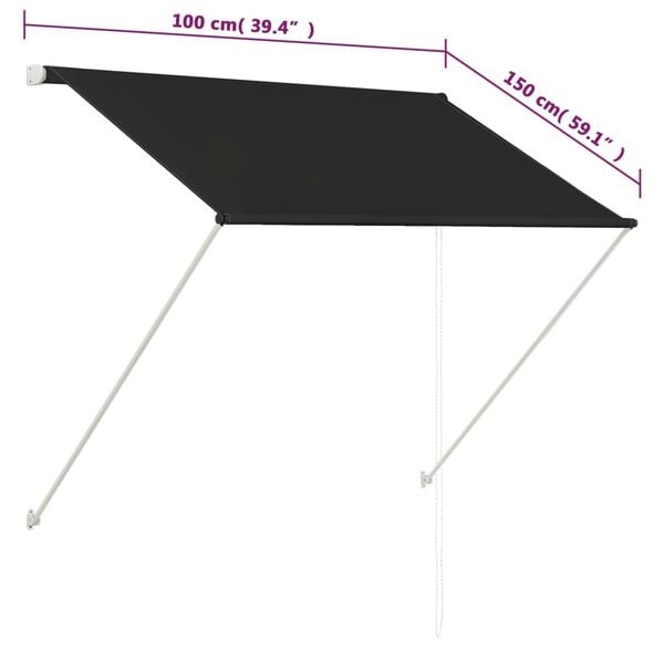 Vidaxl Ausziehbare Markise 100 x 150 cm Anthrazit - 33% Rabatt