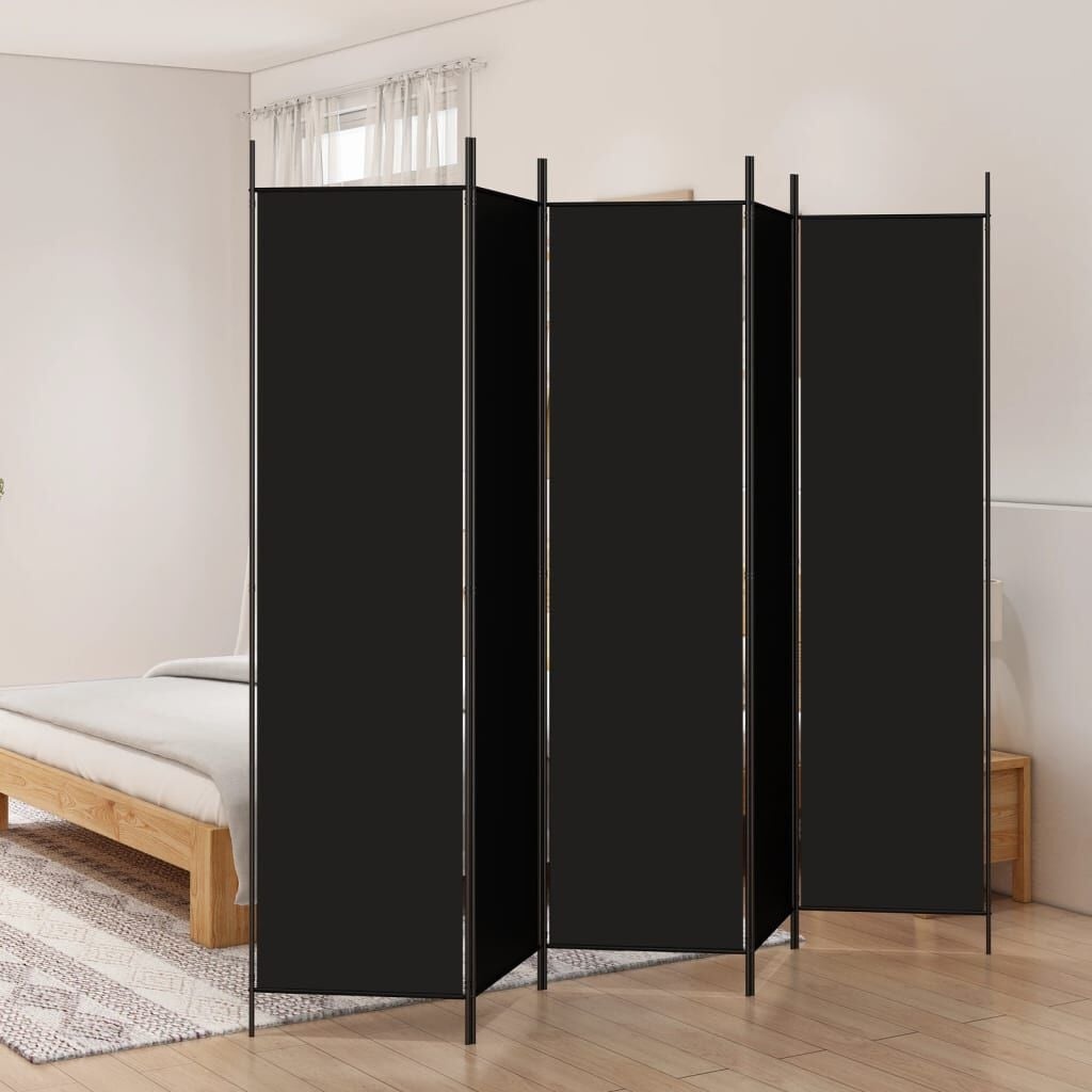 Vidaxl Raumteiler 5 Paneele 250x200 cm Schwarz - 32% Rabatt