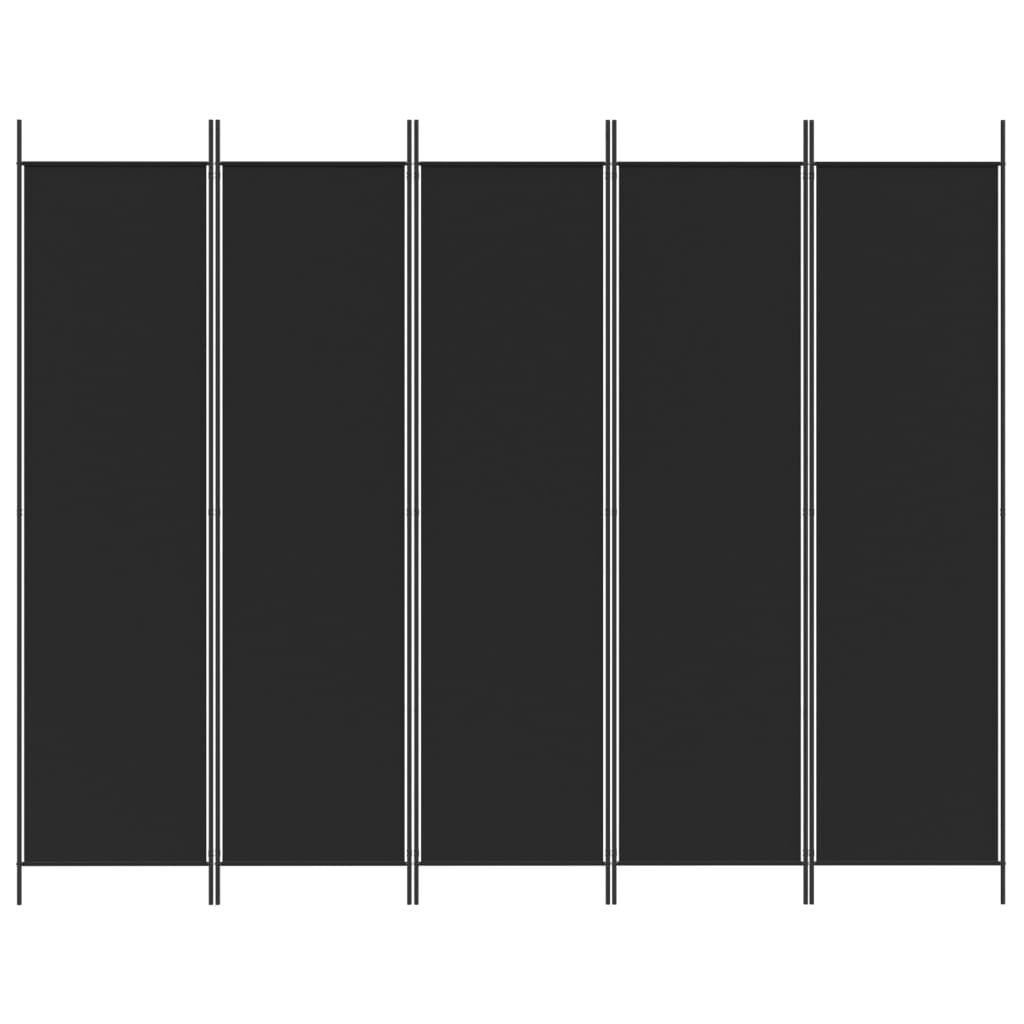 Vidaxl Raumteiler 5 Paneele 250x200 cm Schwarz - 32% Rabatt