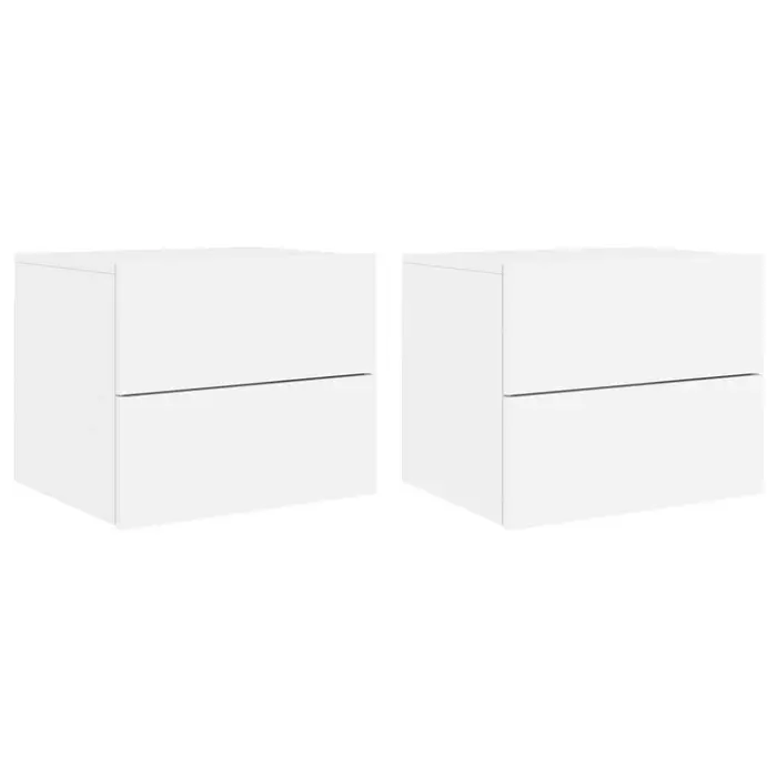 Vidaxl 2er Set Wand-Nachtschränke mit LED, Weiß, 50x39x41cm - 34% Rabatt