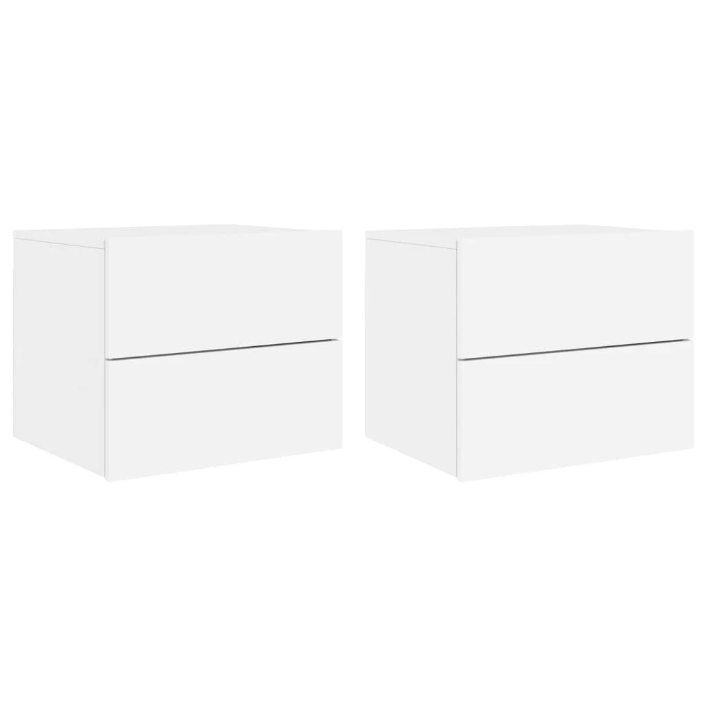 Vidaxl 2er Set Wand-Nachtschränke mit LED, Weiß, 50x39x41cm - 34% Rabatt