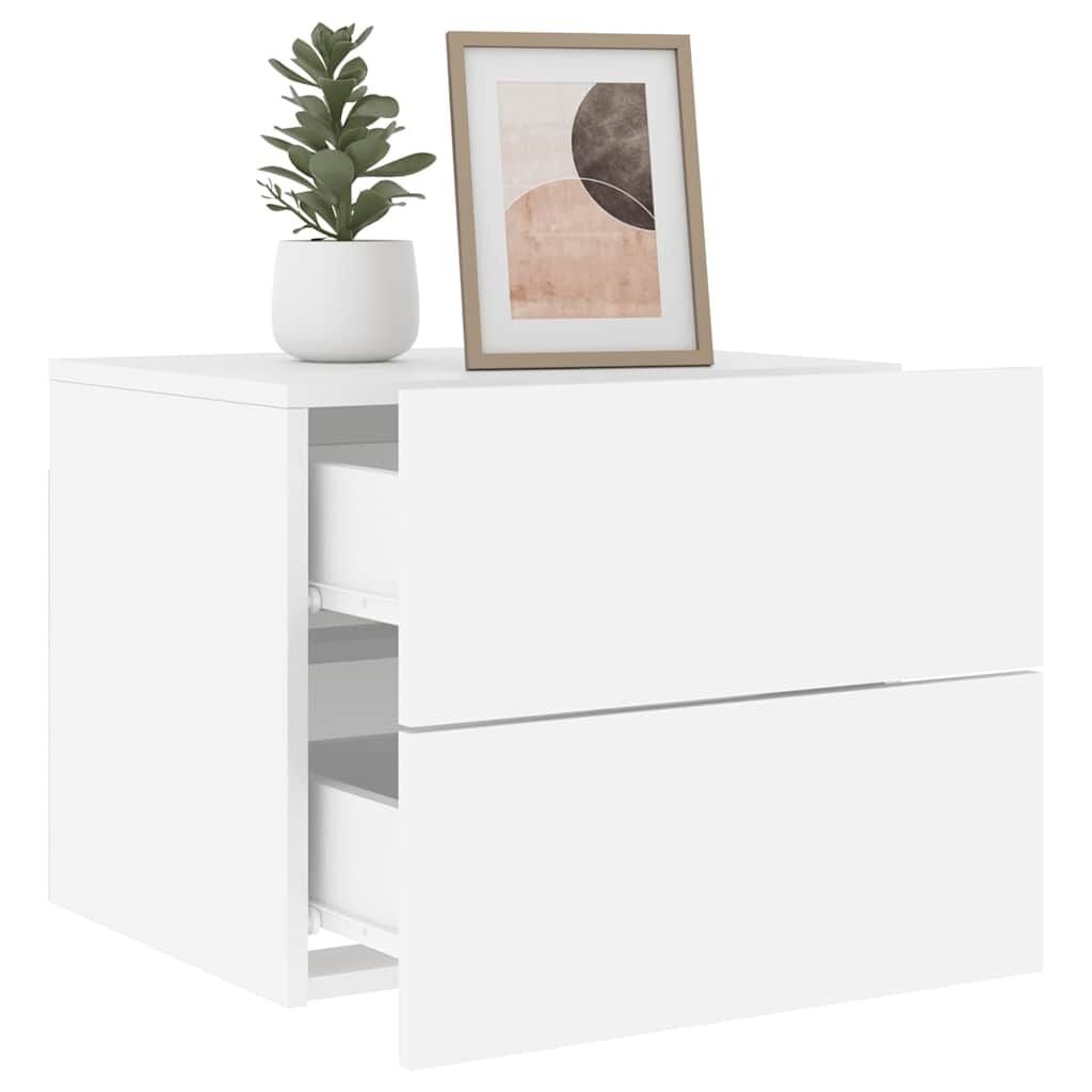 Vidaxl 2er Set Wand-Nachtschränke mit LED, Weiß, 50x39x41cm - 34% Rabatt