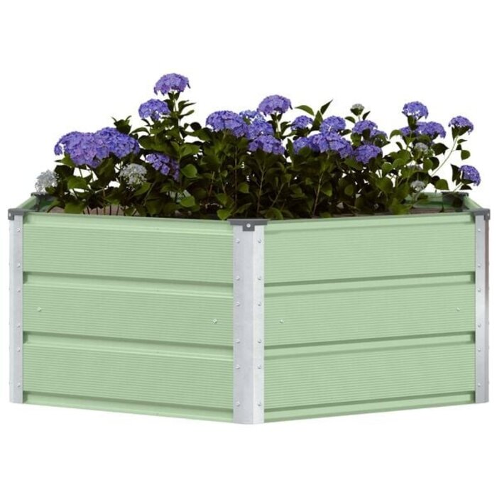 Vidaxl Sechseckiger Stahl-Pflanzkübel, Pastellgrün, 129cm - 31% Rabatt